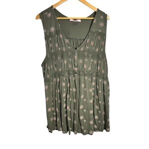 Pennington's Green Vneck Tank Top Size 4x